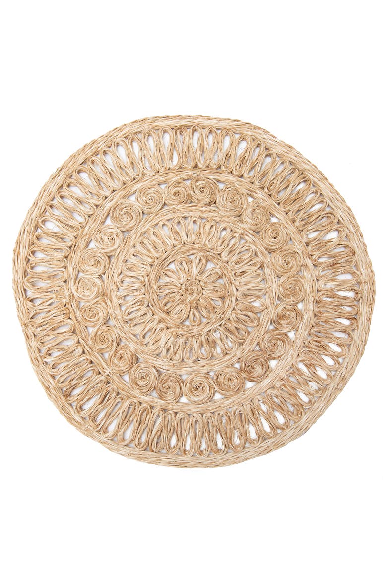 Circolo Abaca Placemats - Set of 4, Alternate, color, Natural 15" Round