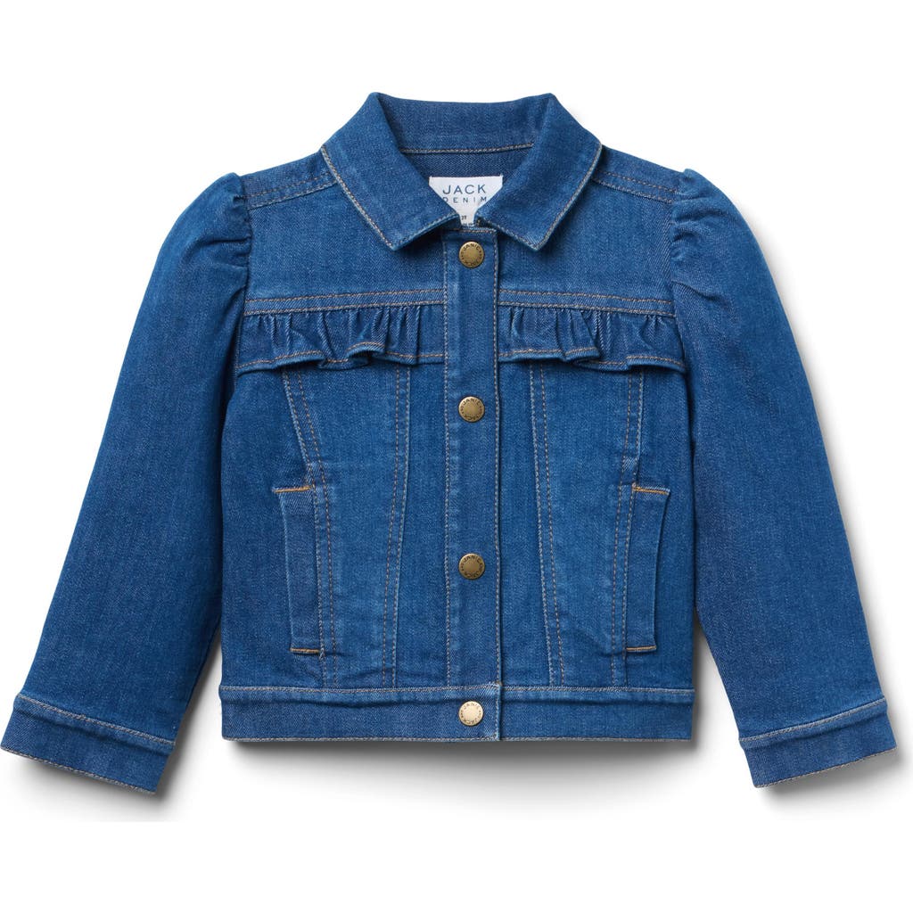 Janie And Jack Denim Puff Sleeve Jacket In Medium Wash In Blue