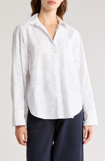 Derek Lam 10 Crosby Wesley Floral Button-up Shirt In White