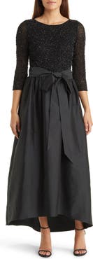 Pisarro Nights Beaded Bodice Taffeta A-Line Gown