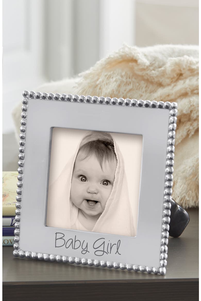 Beaded Baby Girl Recycled Aluminum Picture Frame, Alternate, color, SILVER
