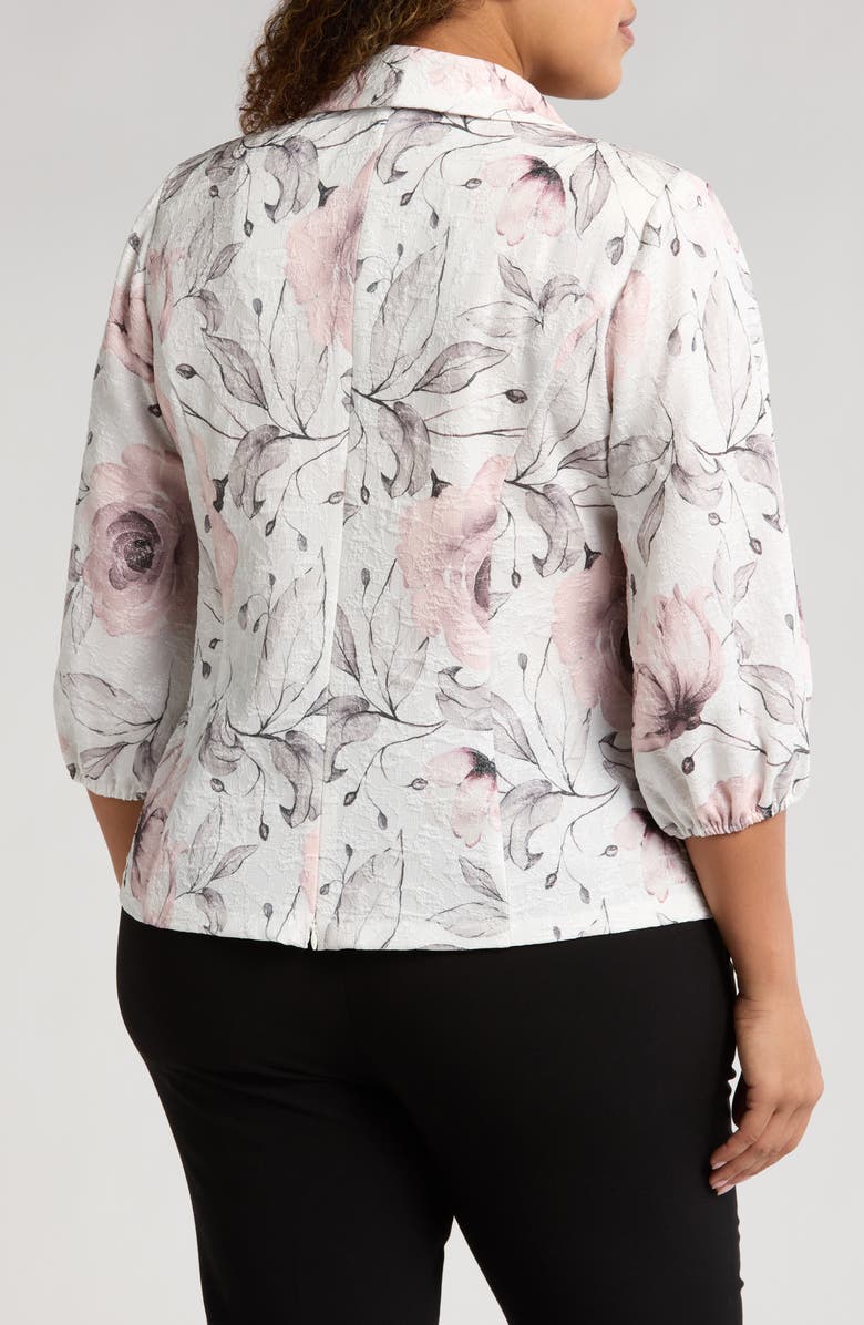 Alex Evenings Print Jacquard Side Button Jacket, Alternate, color, Ivory/Pink