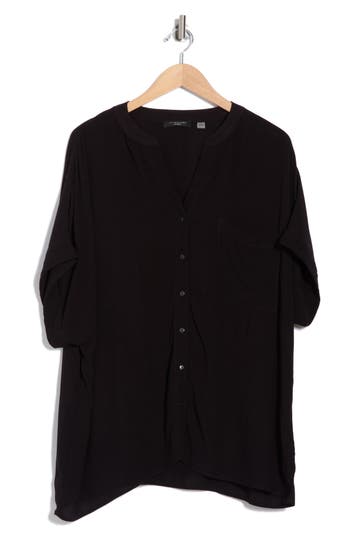 T Tahari Elbow Sleeve Button-up Shirt