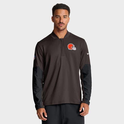 Men's Nike Brown Cleveland Browns Sideline Dri-FIT Half-Zip Pullover