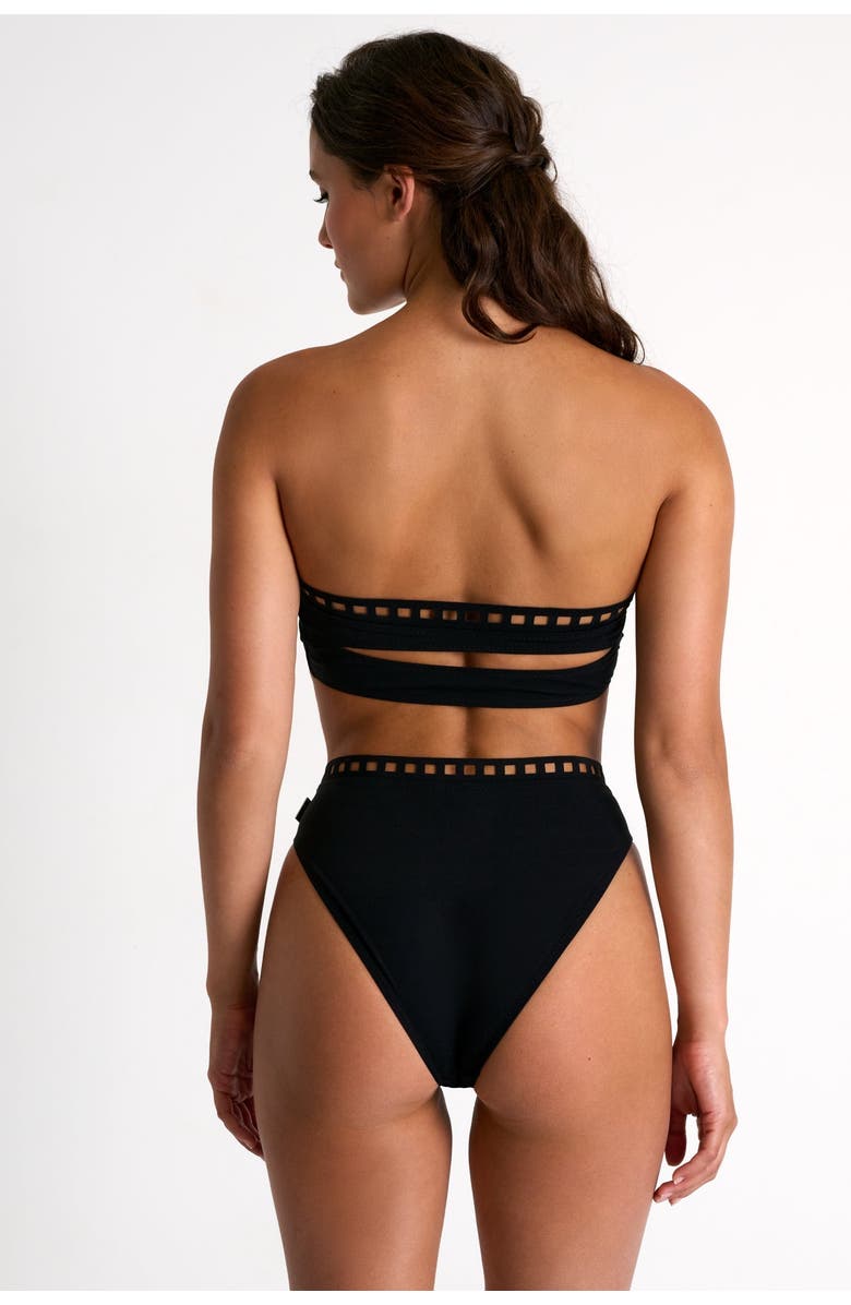 SHAN Bandeau Bikini Top With Mosaic Cutouts, Alternate, color, Black