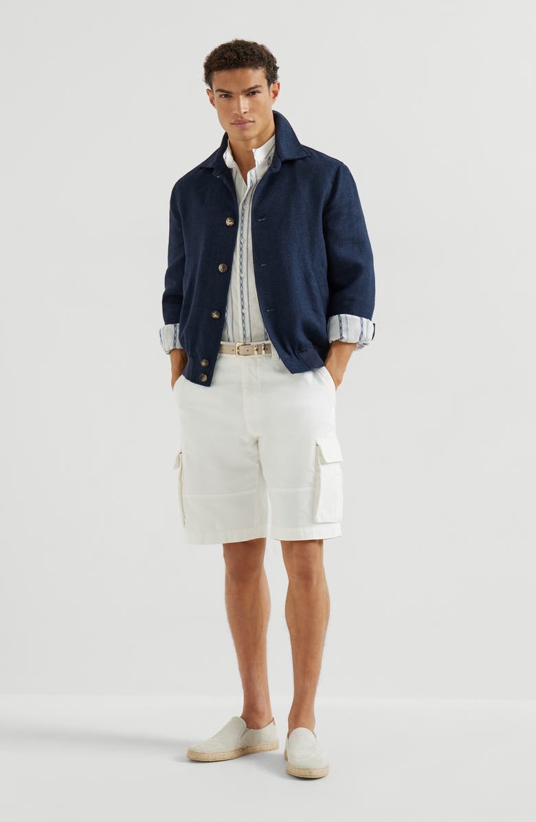 Brunello Cucinelli Hopsack outerwear jacket, Alternate, color, Navy Blue