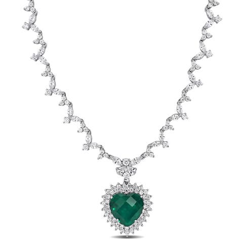 Colored & White Cubic Zirconia Heart Necklace