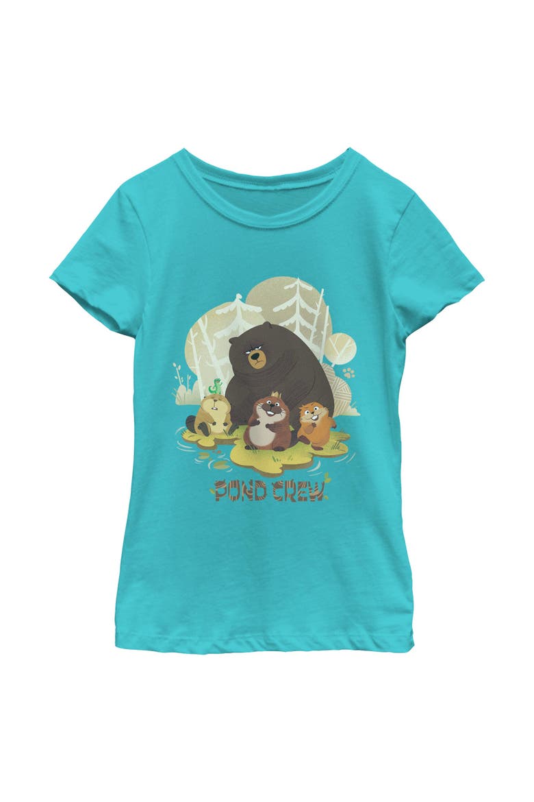 Girl's Hoppers Beaver Pond Crew  Graphic T-Shirt, Main, color, Tahiti Blue
