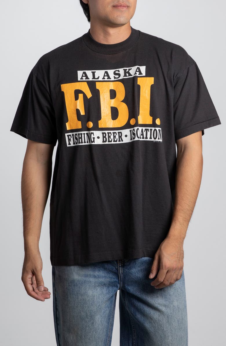 Elwood Vintage Alaska FBI Tee, Main, color, Black