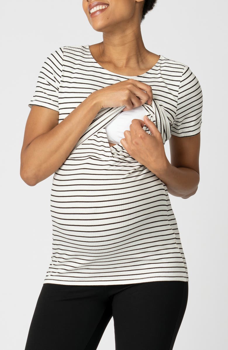 Seraphine Assorted 2-Pack Stripe Rib Maternity/Nursing T-Shirt, Alternate, color, 