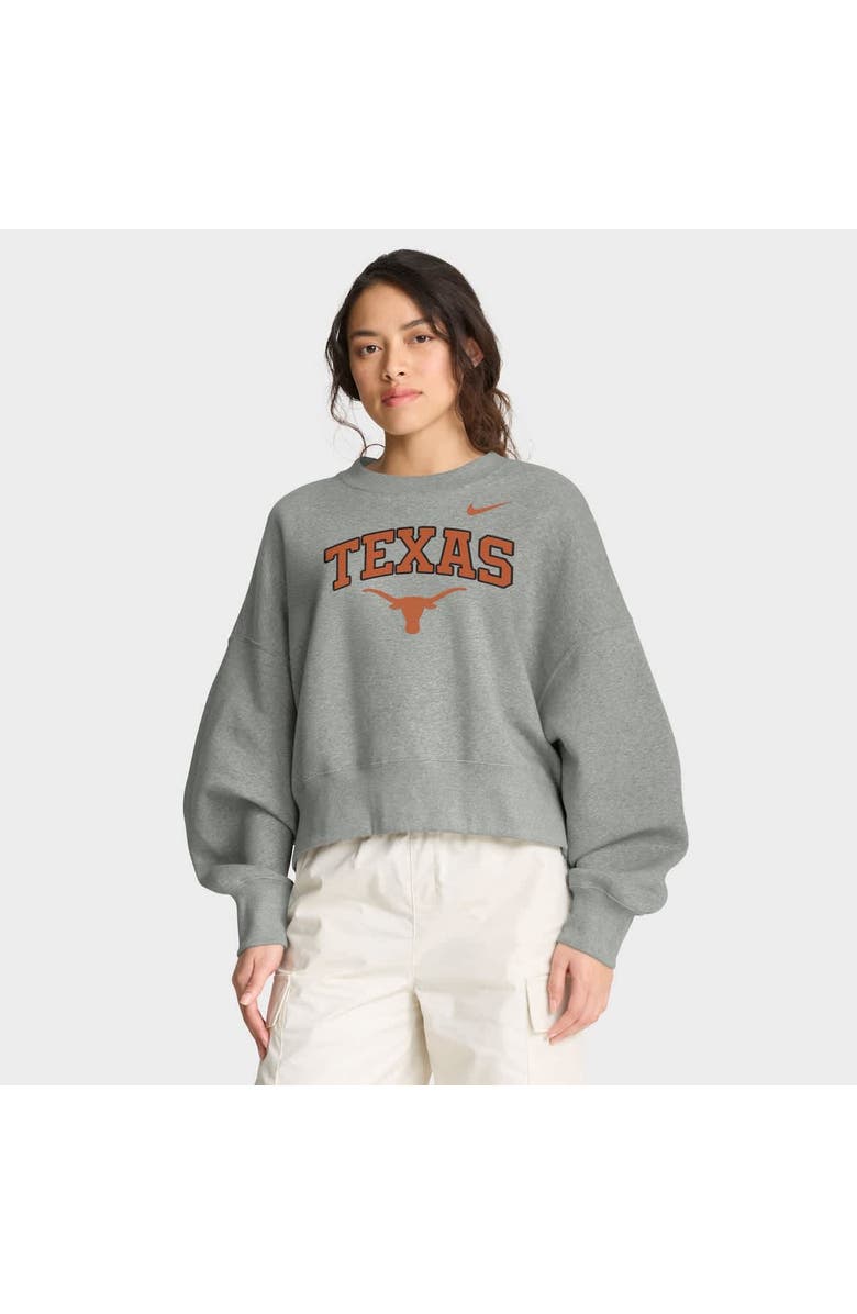 Nike Women's Nike Heather Gray Texas Longhorns Oversized Phoenix Arch Pullover Sweatshirt, Alternate, color, Heather Gray