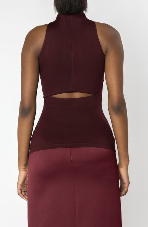 Israella Kobla Terasu Cutout Mock Neck Sleeveless Top In Burgundy