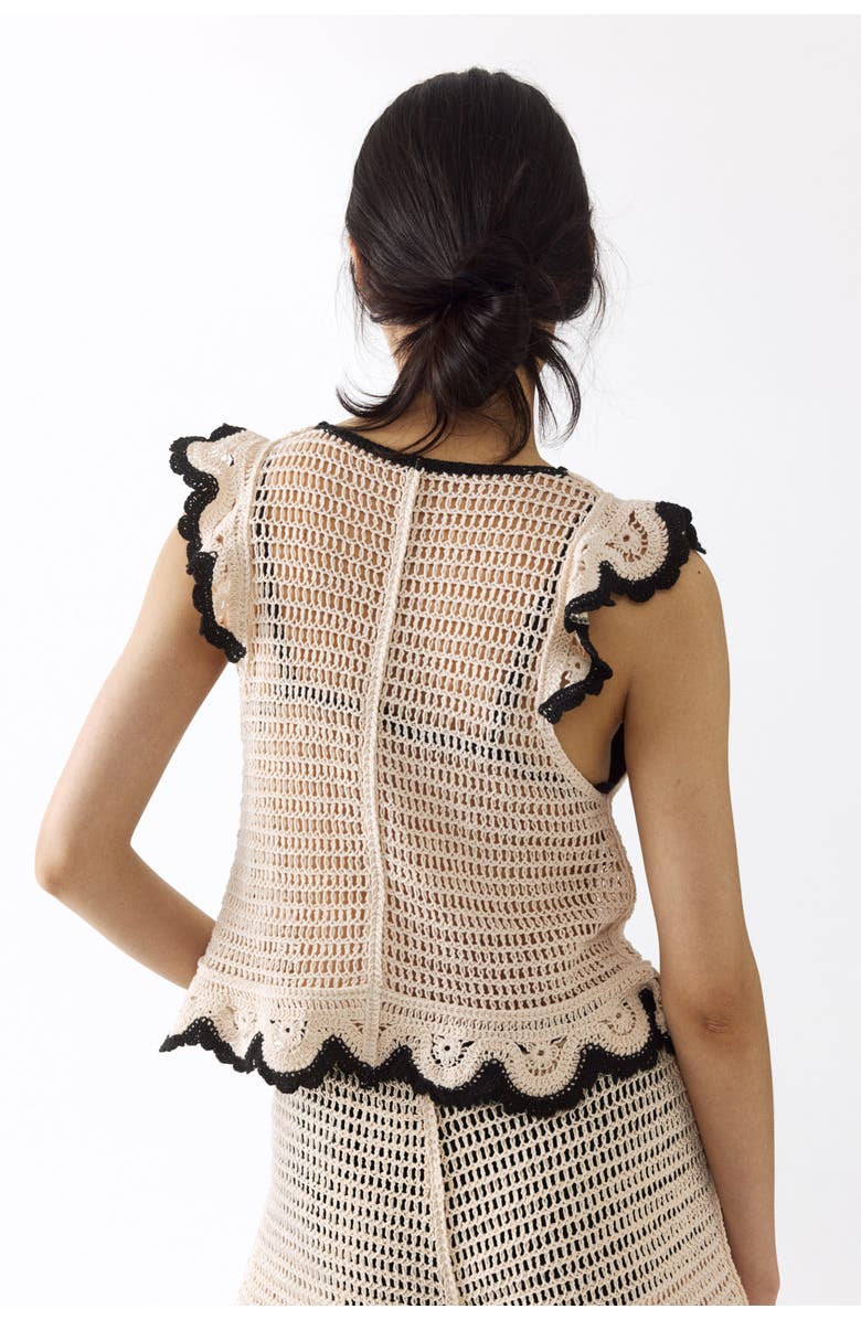 H&M Flounced Crochet-look Top, Alternate, color, Cream