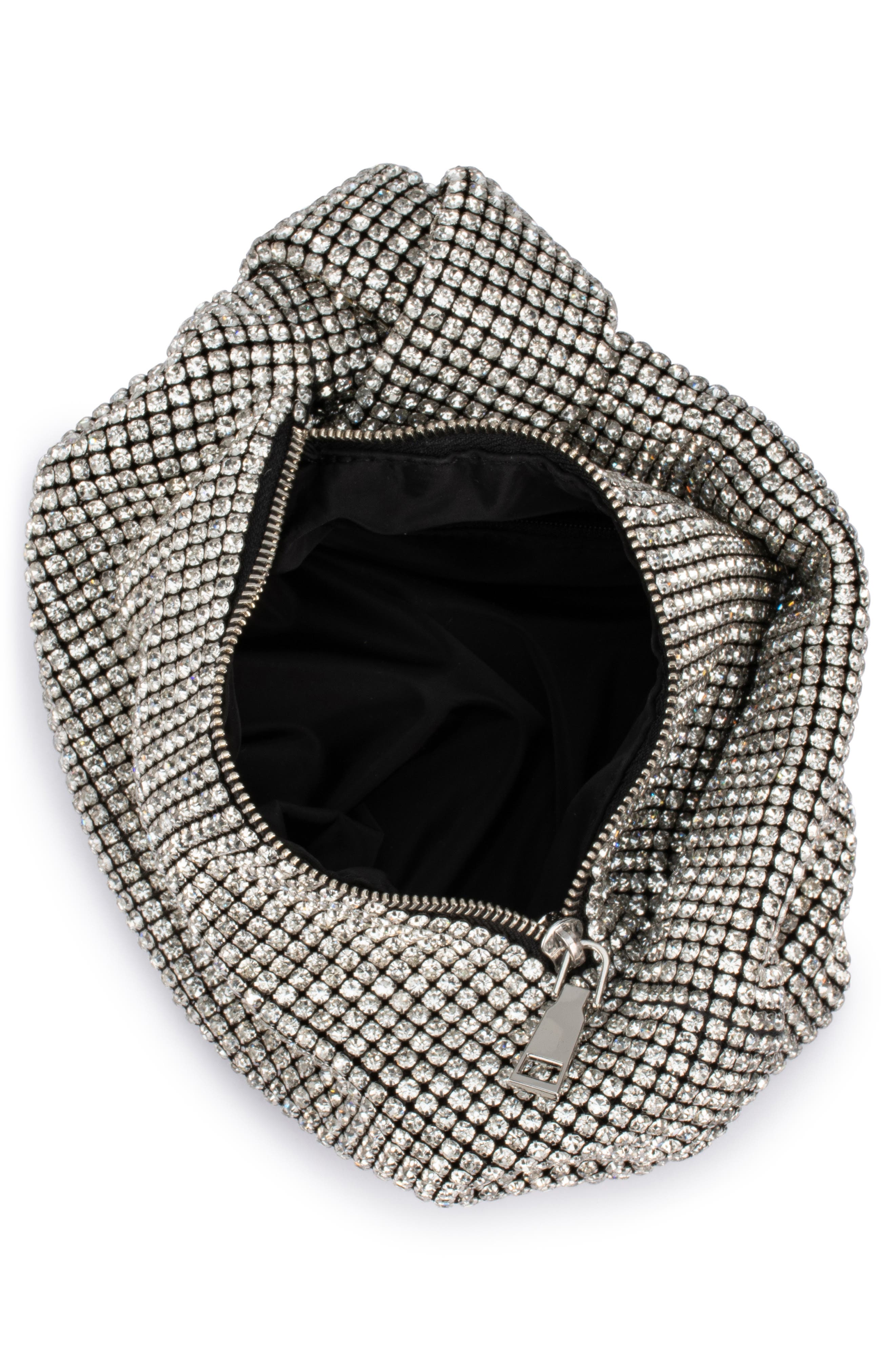 Olga Berg Polly Crystal Shoulder Bag, Alternate, color, Silver