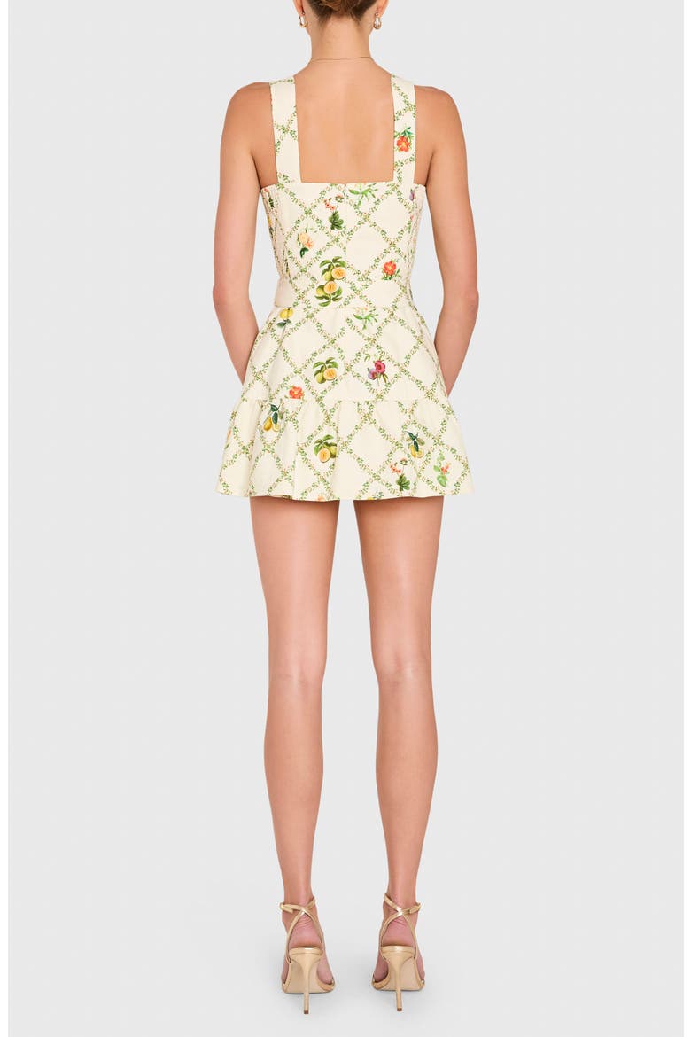 Lena Floral Print Belted Linen Blend Romper, Alternate, color, ALMOND MULTI