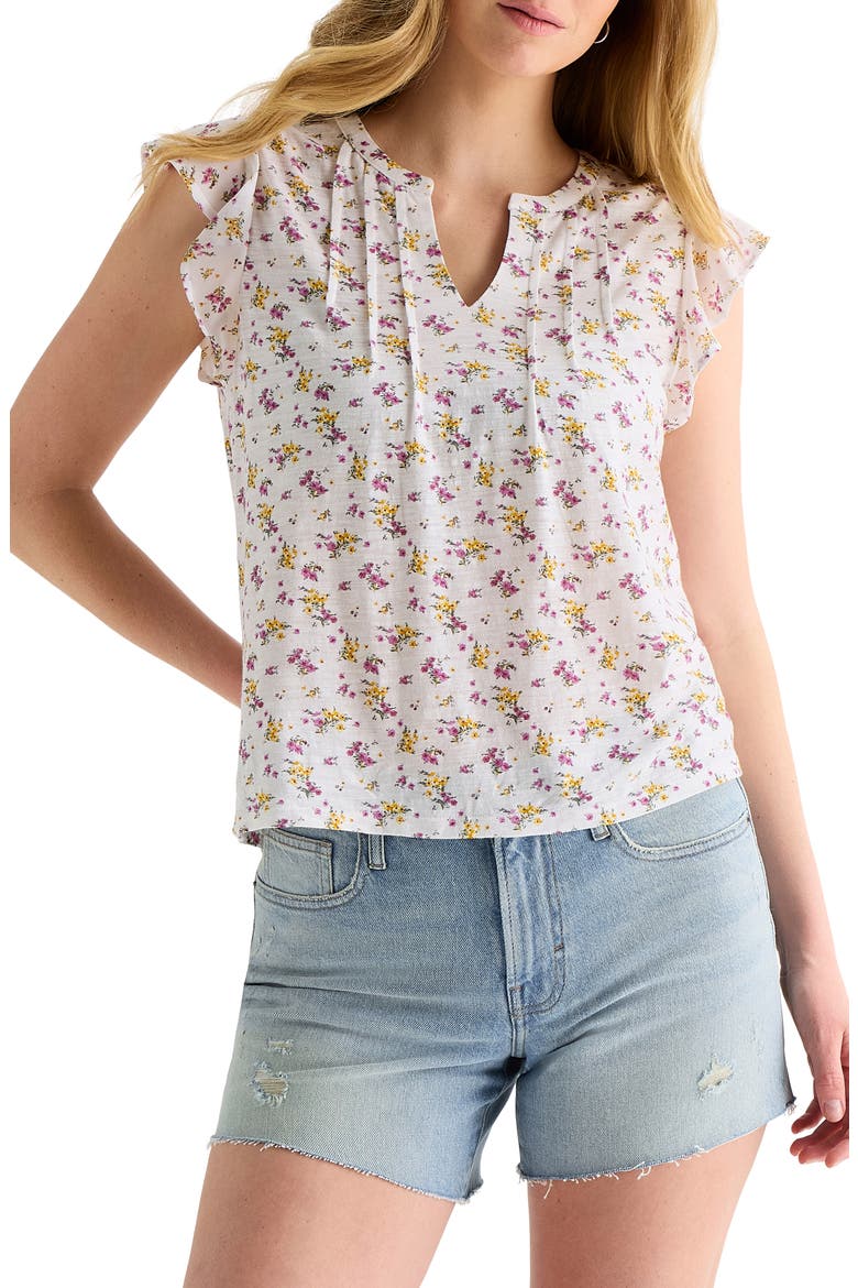 Floral Pintuck Top, Main, color, CREAM FLORAL