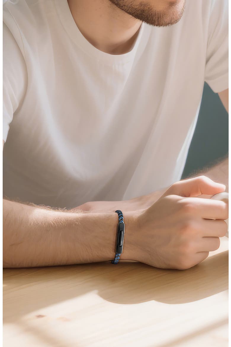 Men's Braided Leather Bracelet, Alternate, color, BLUE