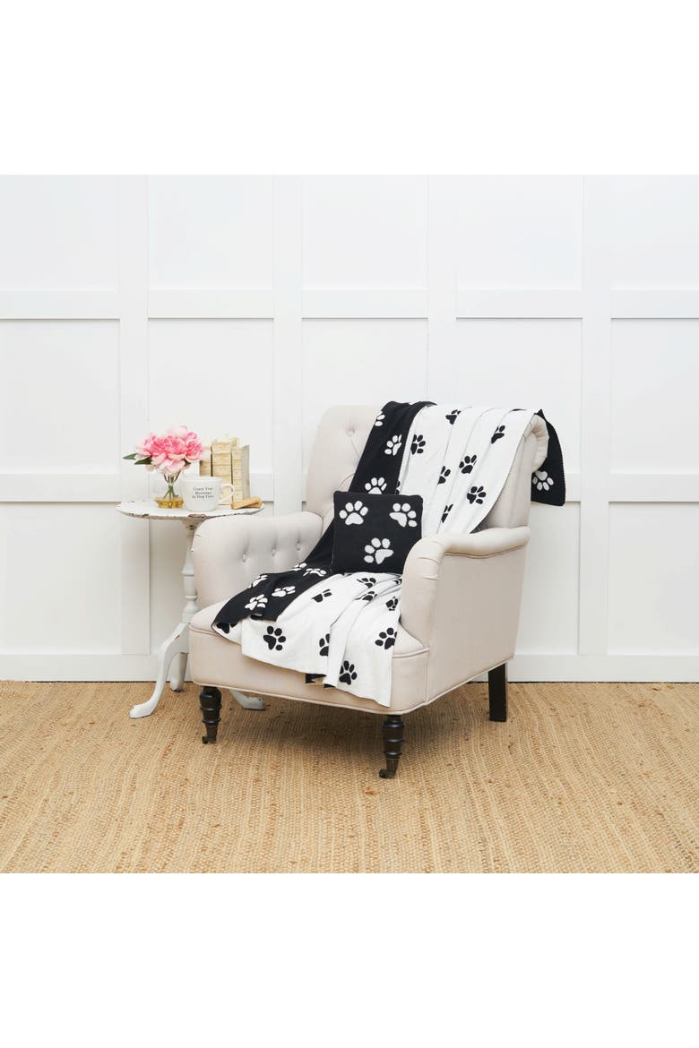 Paw Accent Throw Blanket, Alternate, color, Black