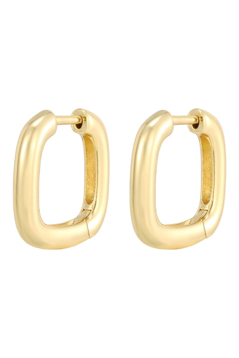 14k Gold Plated Rounded Edge Huggie Hoop Earrings, Alternate, color, GOLD