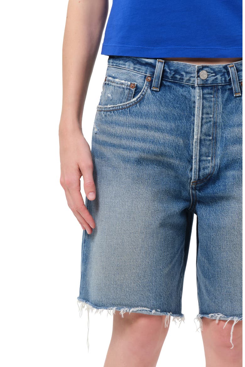 Indra Long High Waist Cutoff Denim Shorts, Alternate, color, JOURNAL MD MARBLED IND