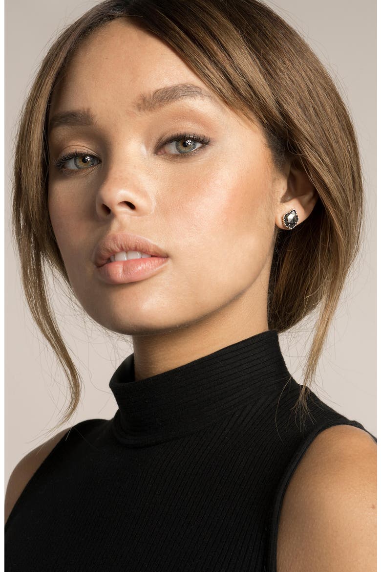 Tessa Stone Stud Earrings, Alternate, color, IRIDESCENT DRUSY/ ROSE GOLD