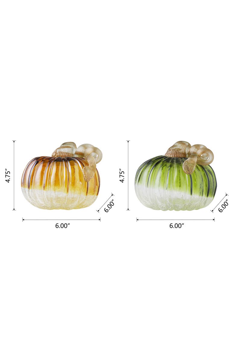 Glitzhome Set of 2 Glass Short Pumpkins, Alternate, color, Green