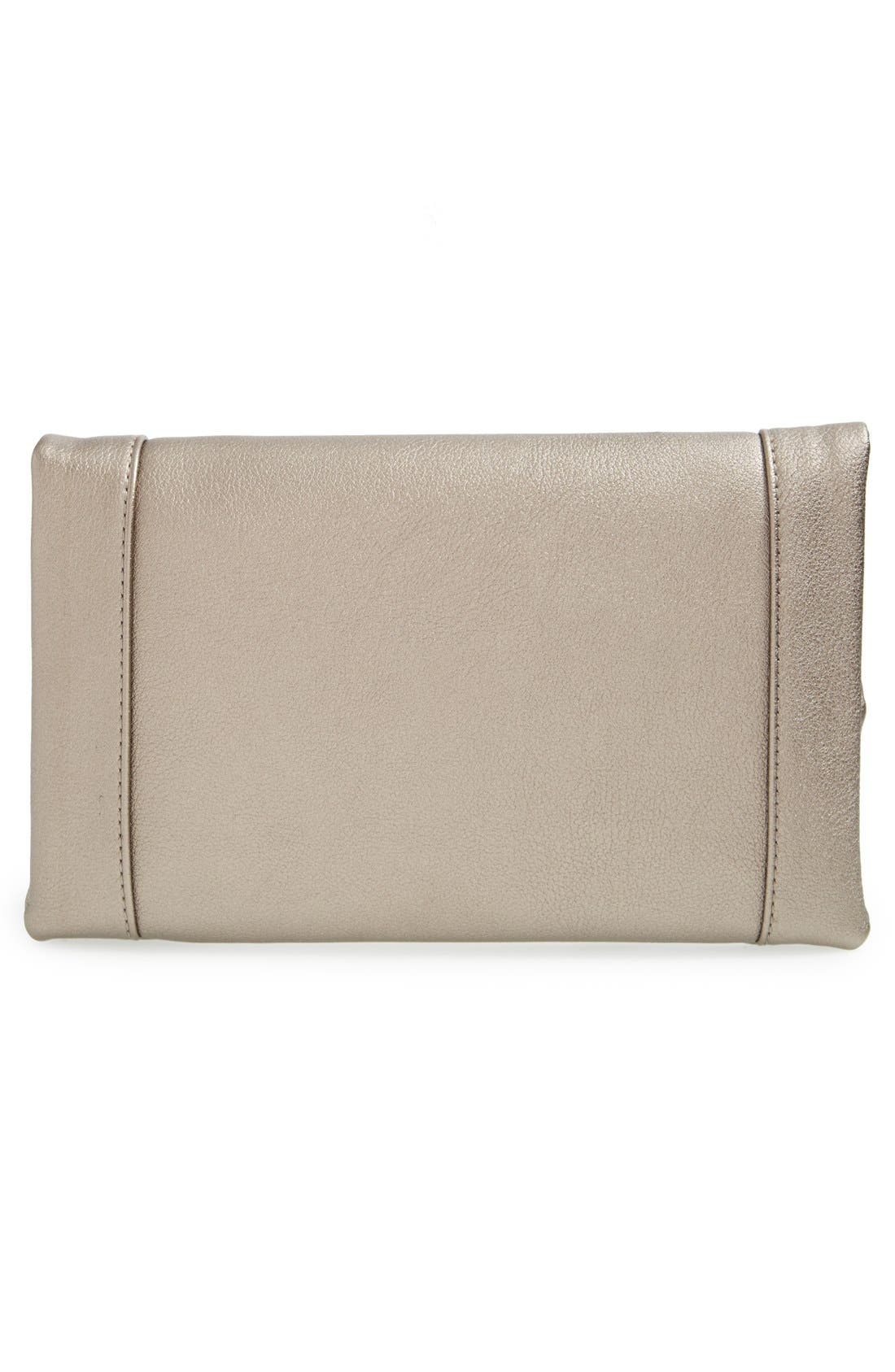 Marlena Faux Leather Foldover Clutch, Alternate, color, BRONZE