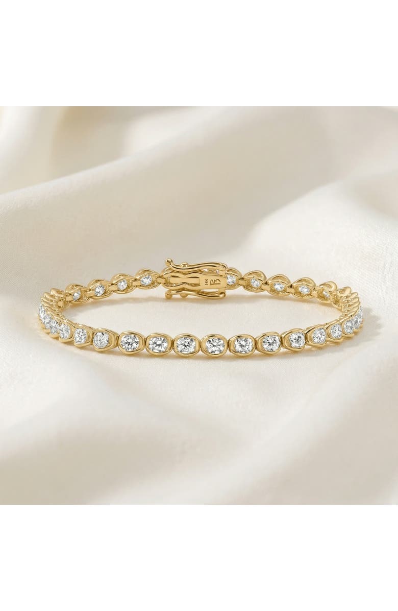 Bliss Diamond 5Ct Diamond Half Bezel Tennis Bracelet 14k or Gold 7" Lab Grown, Alternate, color, 14K Yellow Gold