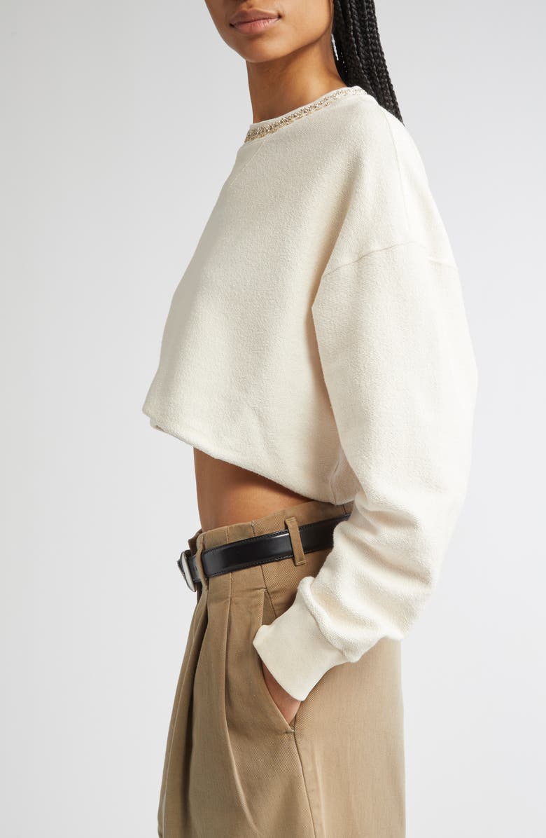 Golden Goose Journey Crystal Embellished Crop Fleece Sweatshirt, Alternate, color, Artic Wolf