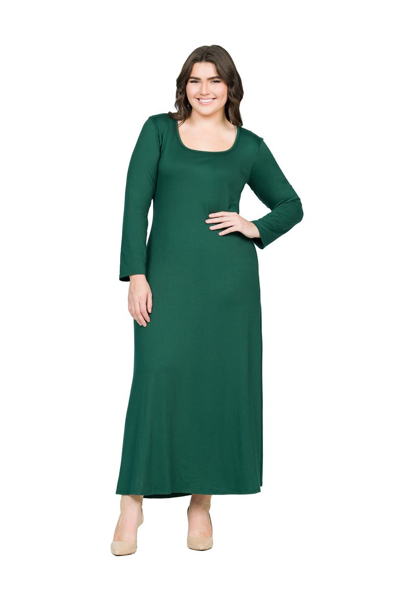 Plus Size Womens Long Sleeve  Maxi Dress, Main, color, Forest