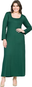24seven Comfort Apparel Plus Size Womens Long Sleeve Maxi Dress