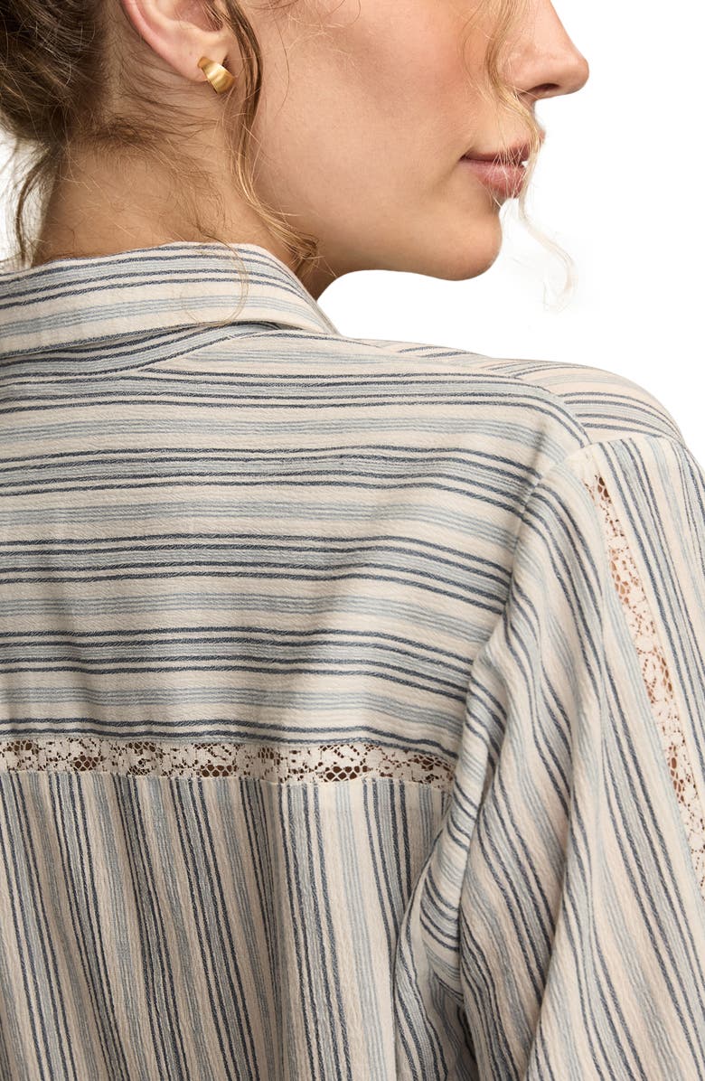 Lucky Brand Lace Trim Shirt, Alternate, color, Blue Stripe