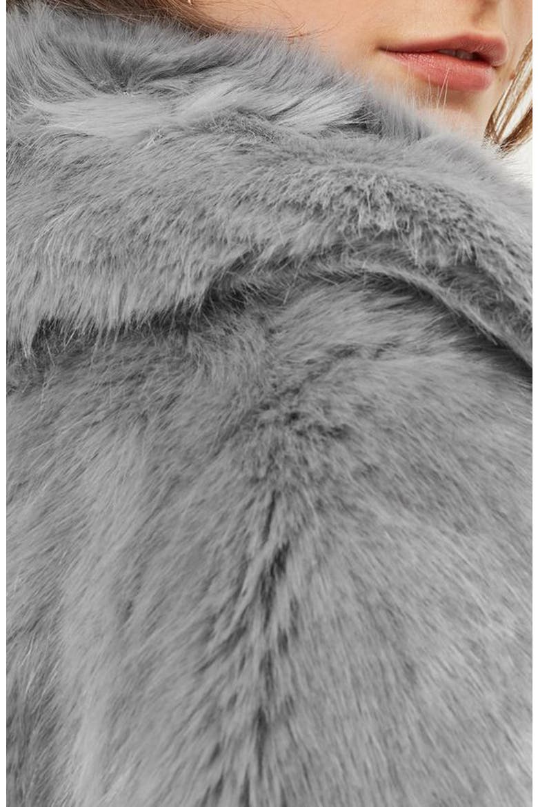Claire Faux Fur Coat, Alternate, color, DARK GREY