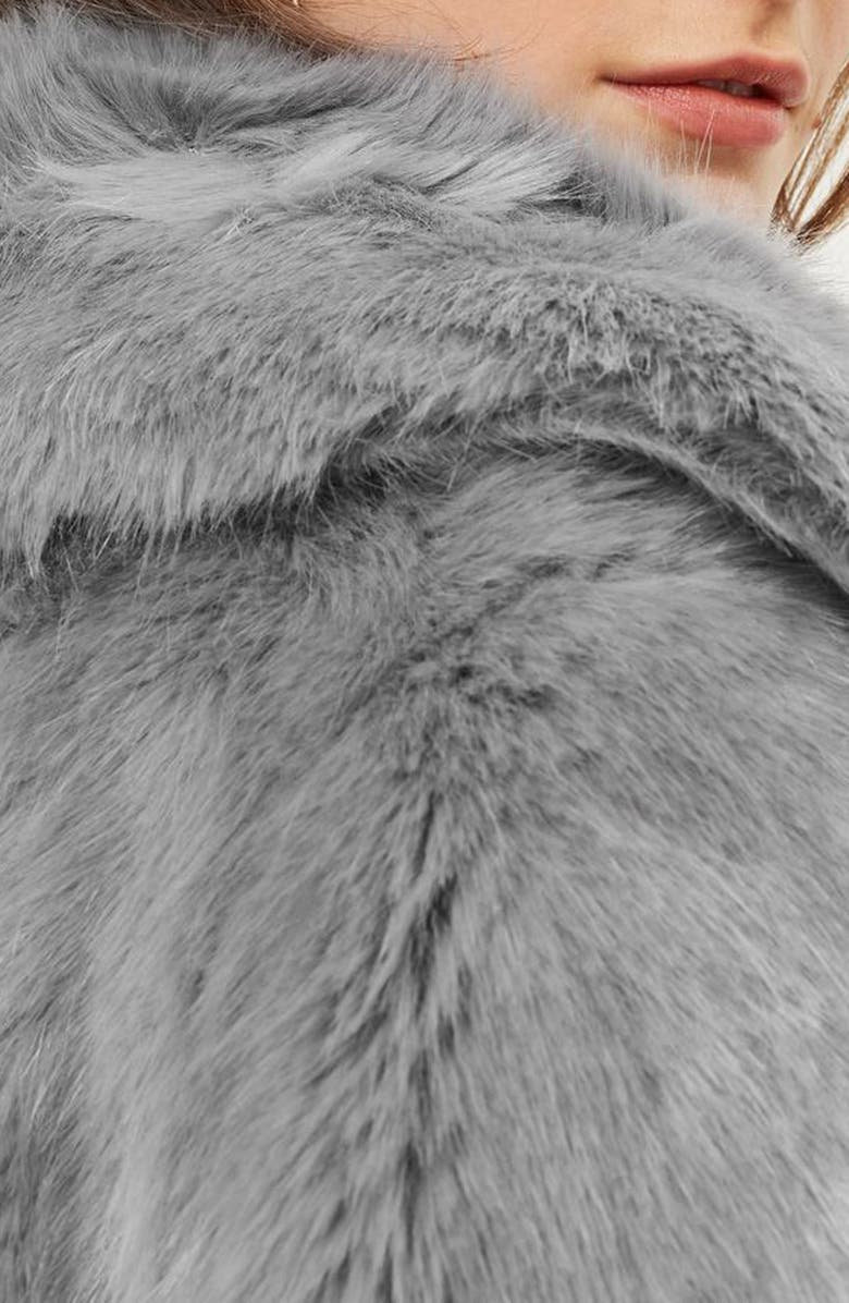 Topshop Claire Faux Fur Coat, Alternate, color, 