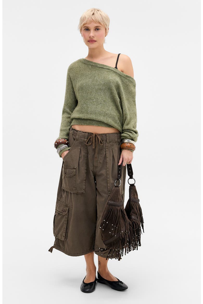 Jordan Slouch Off the Shoulder Sweater, Alternate, color, GREEN