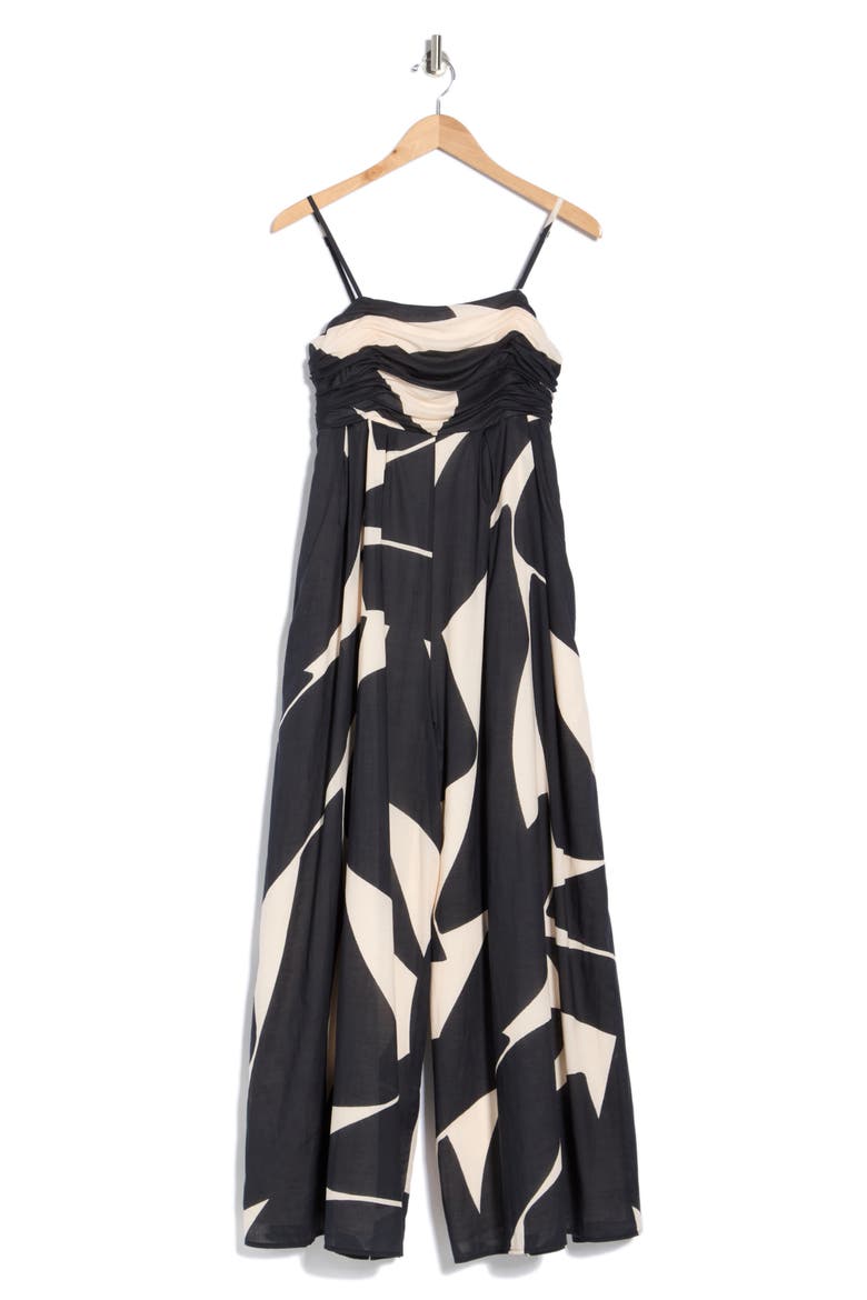 Ottie Wide Leg Jumpsuit, Alternate, color, IVORY BLOCK GEO