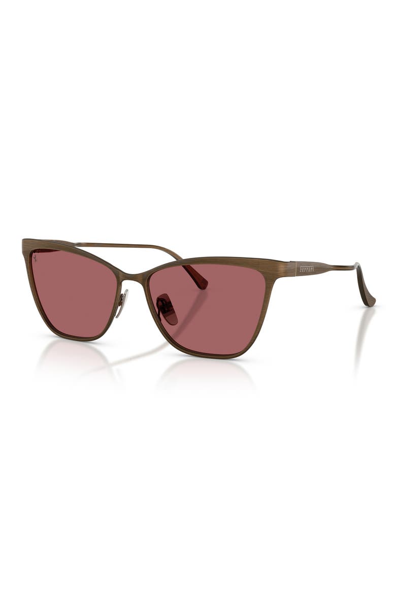 56mm Polarized Cat Eye Sunglasses, Alternate, color, GREY/ BROWN BRUSH / RED