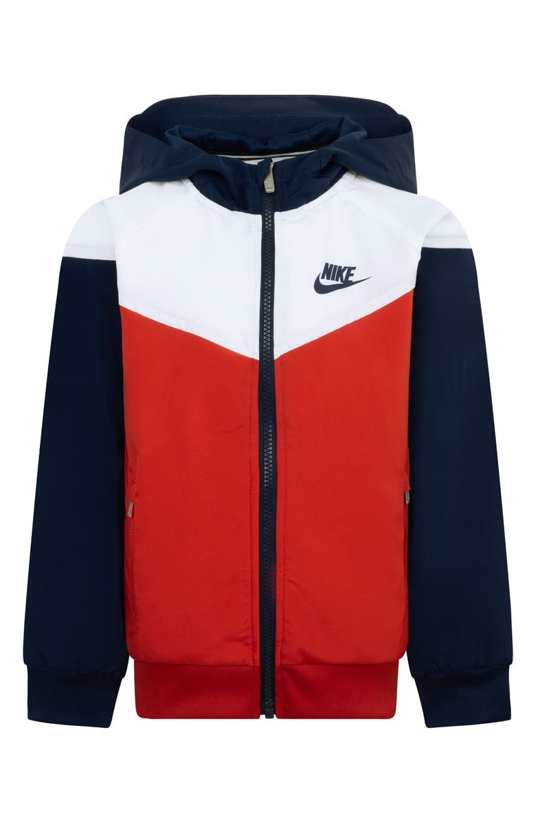 Nike Kids' Windrunner Water Resistant Hooded Jacket, Main, color, Midnight Navy/ Sail