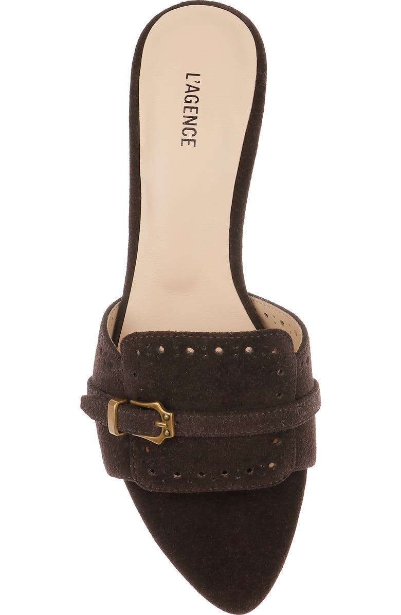 L'AGENCE Lina Slide Sandal, Alternate, color, Dark Brown Suede