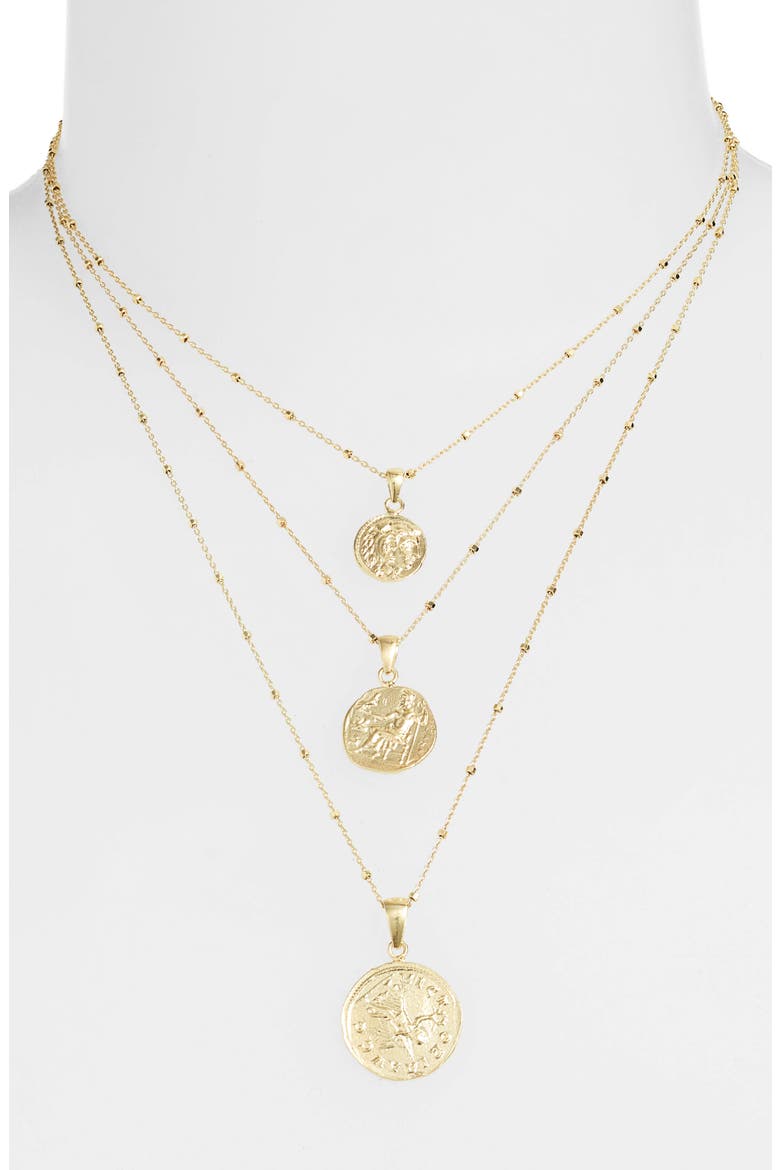 Adina’s Jewels Coin Set of 3 Necklaces, Alternate, color, GOLD