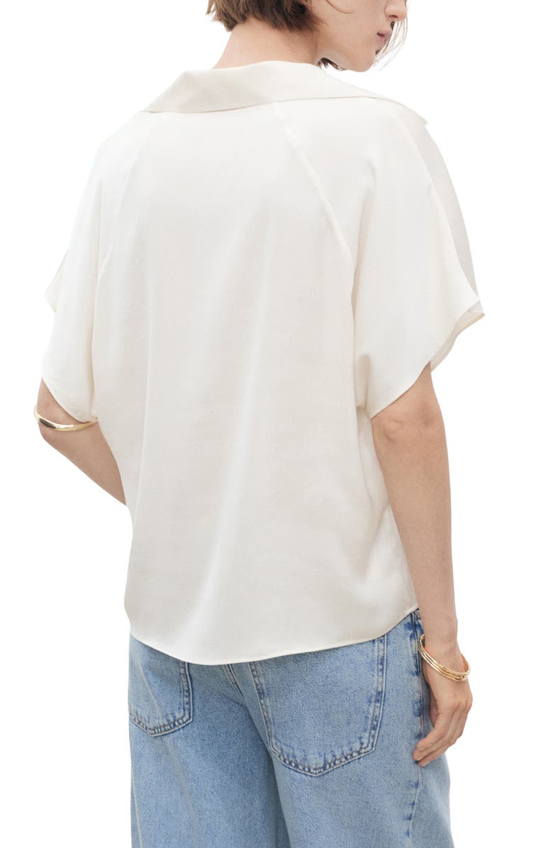 MANGO Fluid Short Sleeve Shirt, Alternate, color, Off White