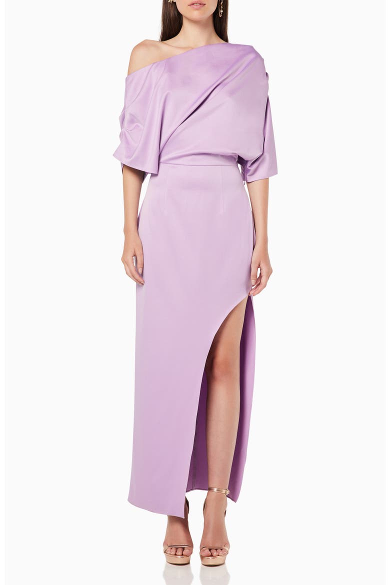 Andrea One-Shoulder Satin Gown, Main, color, LILAC