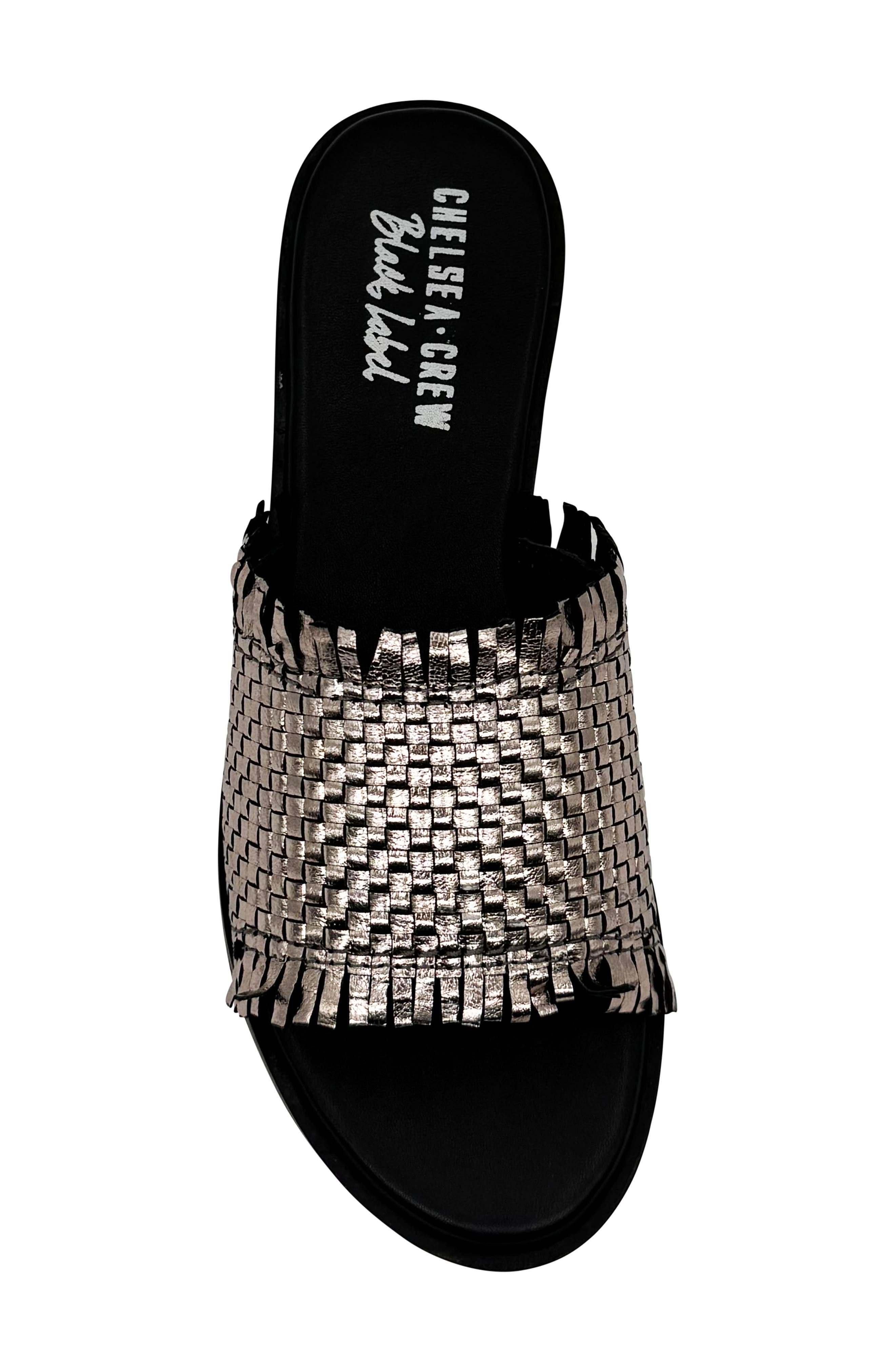 CHELSEA CREW Zigor Woven Slide Sandal, Alternate, color, Pewter Leather