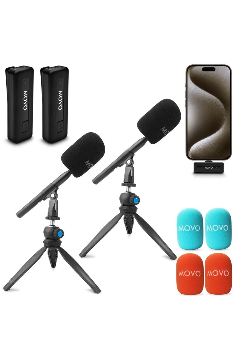 MOVO Wireless Mini UC-Duo USB-C Wireless Microphone for iPhone 15/16/Android, Main, color, Black