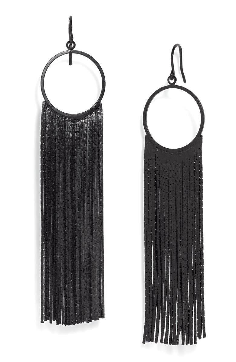 Tarnish 'Brushed Metals' Circle Drop Fringe Earrings, Main, color, 