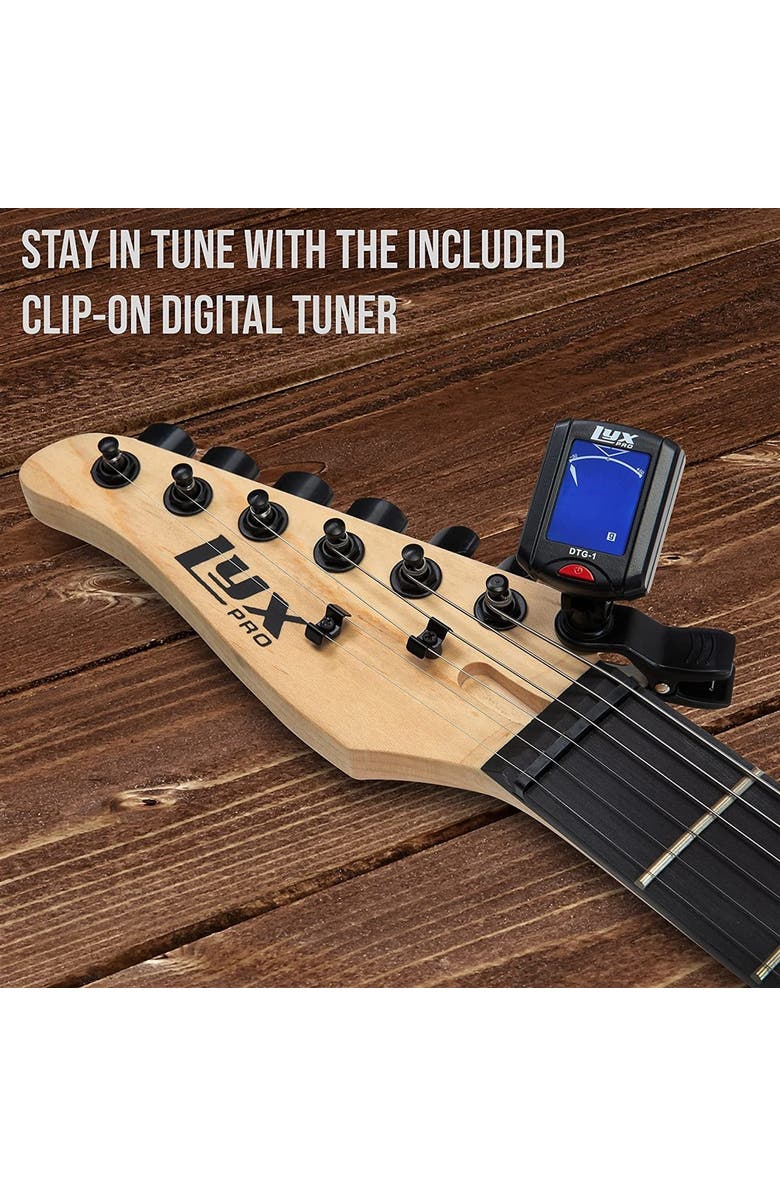 Lyxpro 36 Left Handed Electric Guitar Kit with Amp, Picks, Strap, Tuner, Cable & Case, Alternate, color, Natural