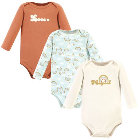 Little Soft Cotton Long-Sleeve One-Piece 3Pk