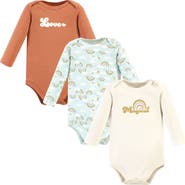 Hudson Baby Little Soft Cotton Long-Sleeve One-Piece 3Pk