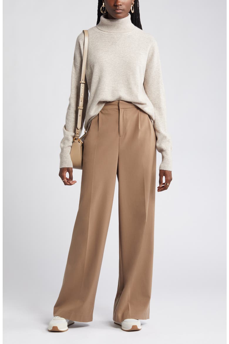 Cashmere Turtleneck Sweater, Main, color, BEIGE HUMMUS HEATHER