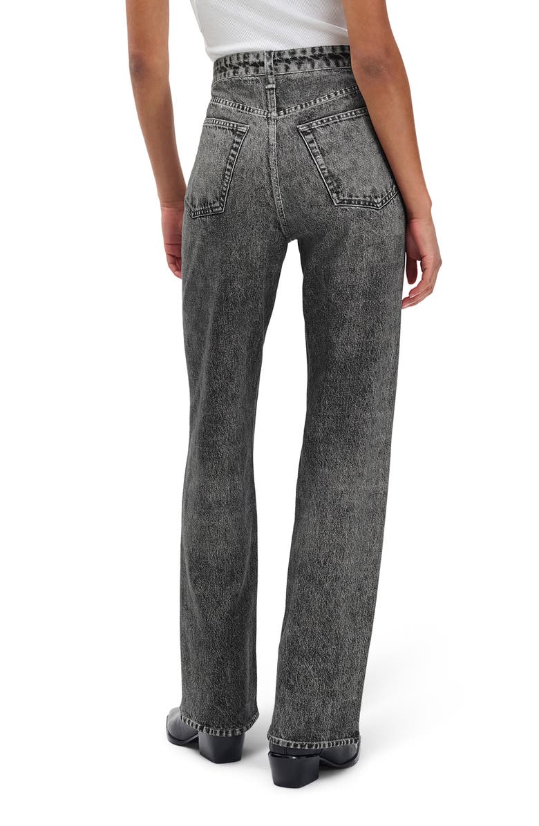 rag & bone/JEAN Miramar Terry Shea High Waist Straight Leg Jeans, Alternate, color, Raven